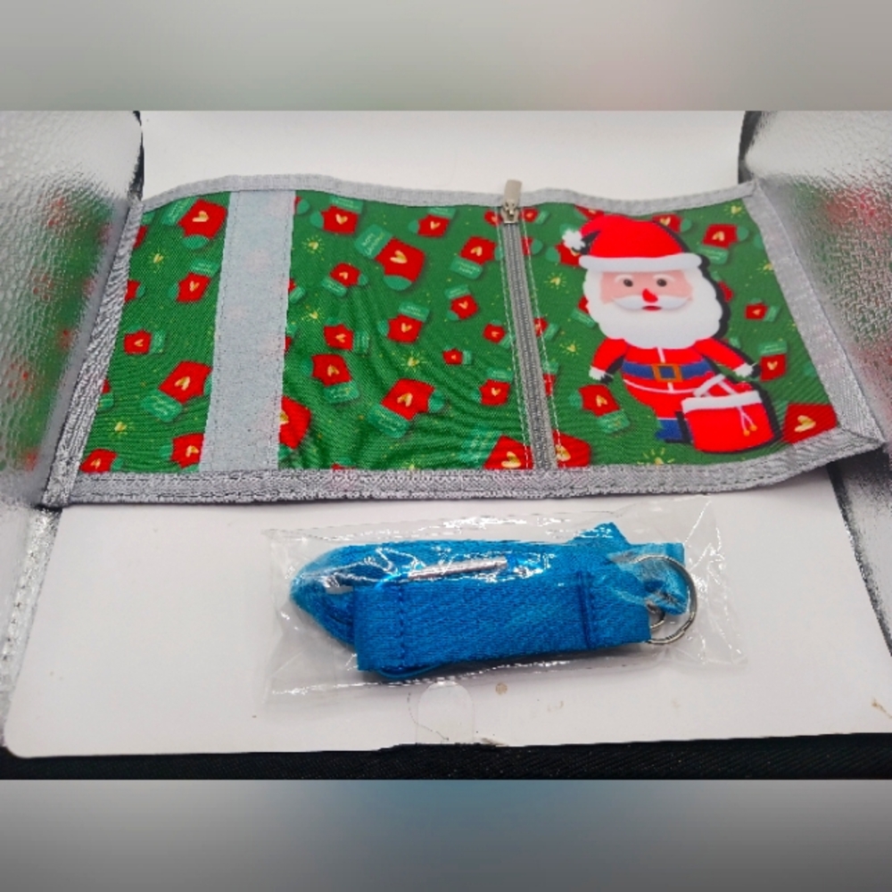Santa Christmas Nylon Bi Fold Wallet with Belt Clip + Laynard 3"×5" New - Picture 2 of 10